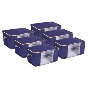 Clothes Storage Bag 6pcs Foldable Closet Organizers with Handles Grey
